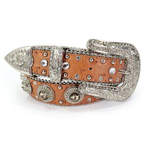 West Star Kid's Western Belt Ostrich Rhinestones Bling Size Large 27"- 28" Waist